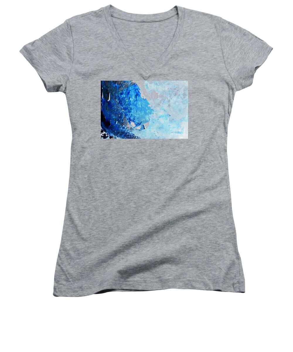 Abstract Women's V-Neck featuring the photograph Blue Rust by Randi Grace Nilsberg