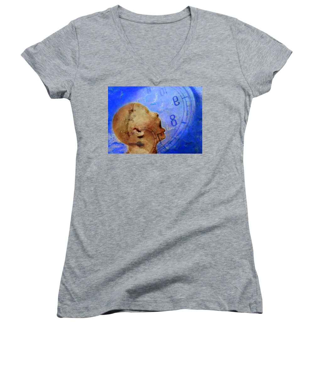 Abstract Women's V-Neck featuring the photograph Blue World by Andrew Giovinazzo