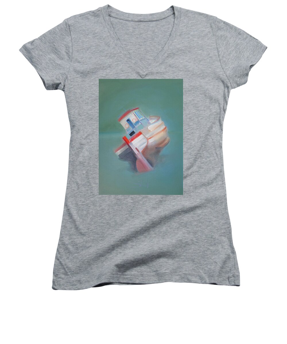 Fishing Boat Women's V-Neck featuring the painting Boat Retired Tavira by Charles Stuart