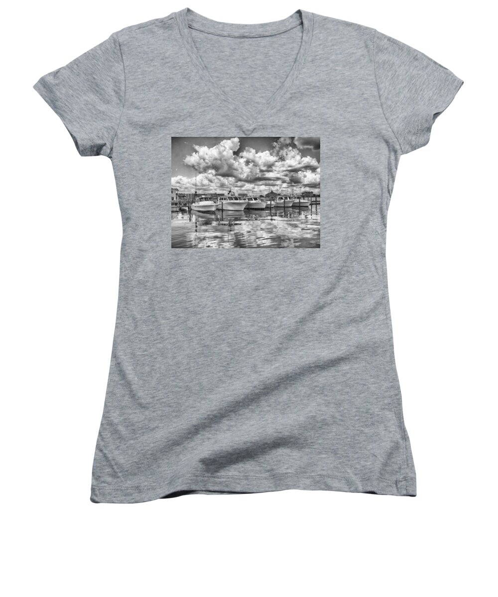 Seascape Photography Women's V-Neck featuring the photograph Boats by Howard Salmon