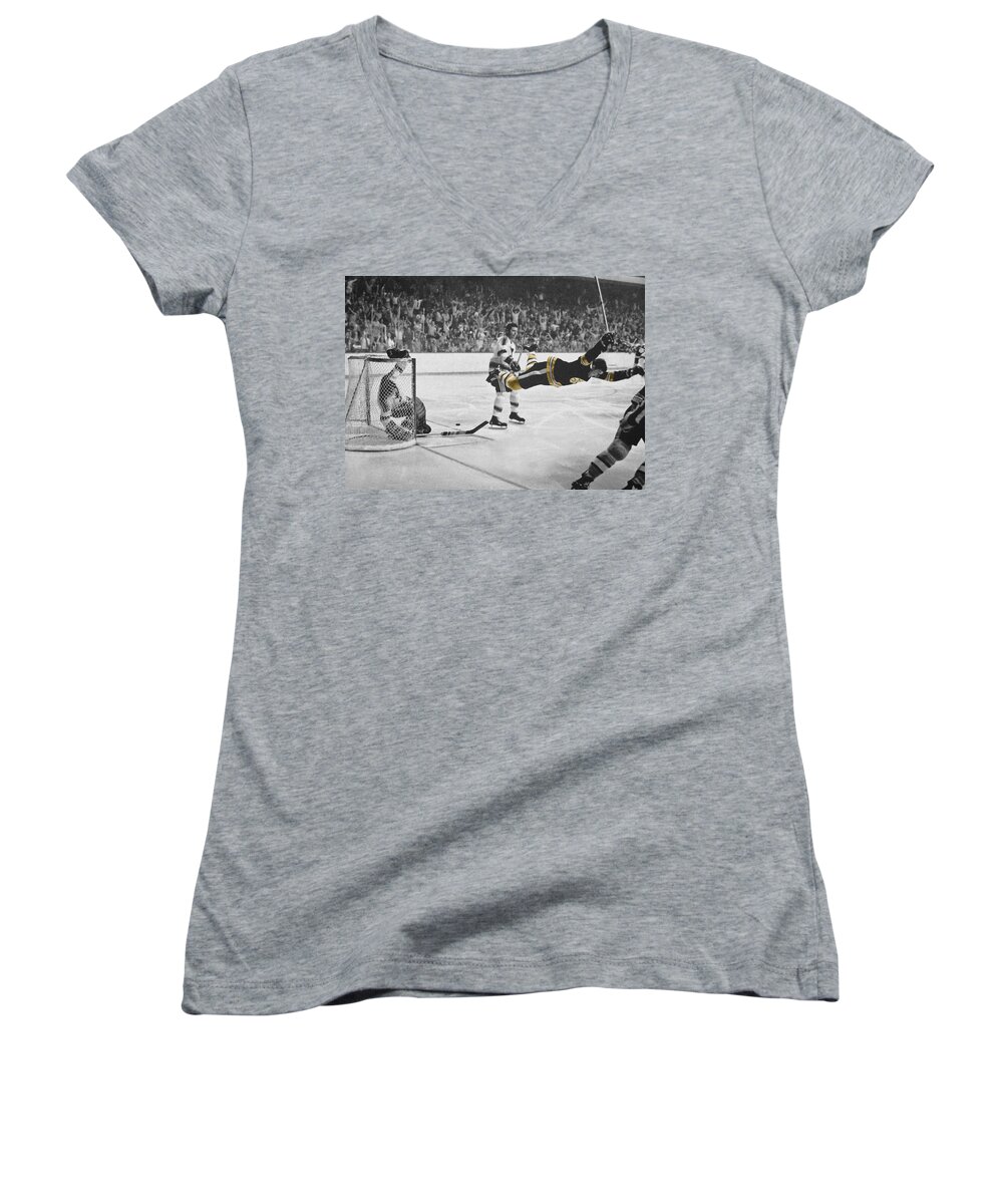 Hockey Women's V-Neck featuring the photograph Bobby Orr 2 by Andrew Fare