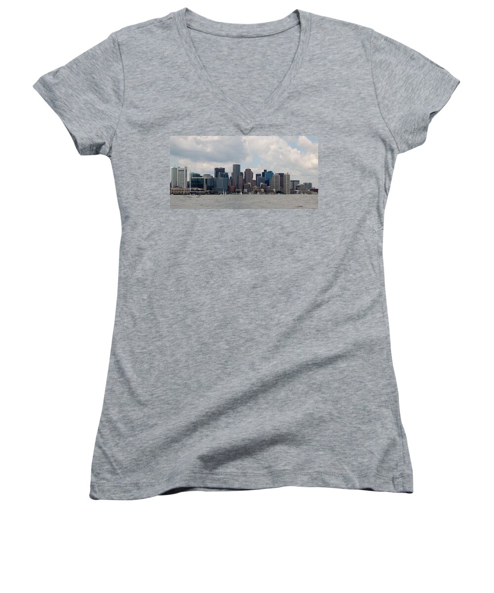 Boston Women's V-Neck featuring the photograph Boston Harbor by Christopher James