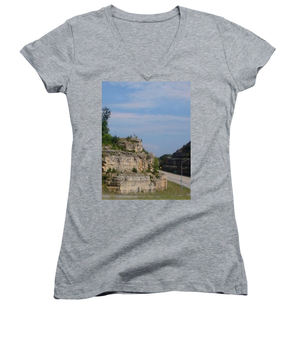 Highway Women's V-Neck featuring the photograph Branson Missouri by Kelly M Turner