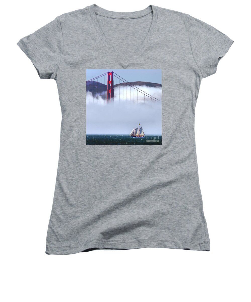 Sailing Women's V-Neck featuring the photograph Bridge Sailing by Tap On Photo