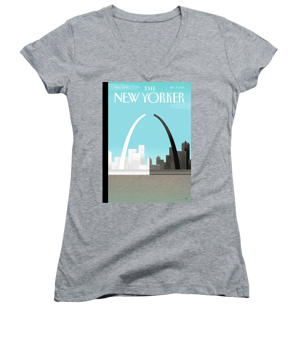 Black Women's V-Neck featuring the painting Broken Arch by Bob Staake
