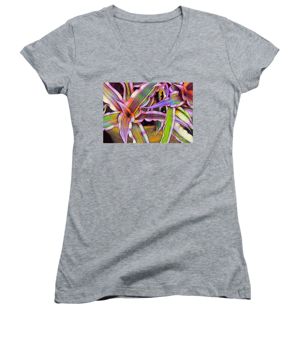 Bromeliads Women's V-Neck featuring the photograph Bromeliads by Judi Bagwell