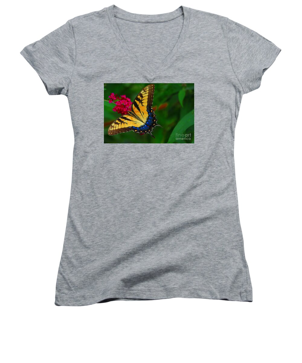 Butterfly Women's V-Neck featuring the photograph Butterfly by Geraldine DeBoer
