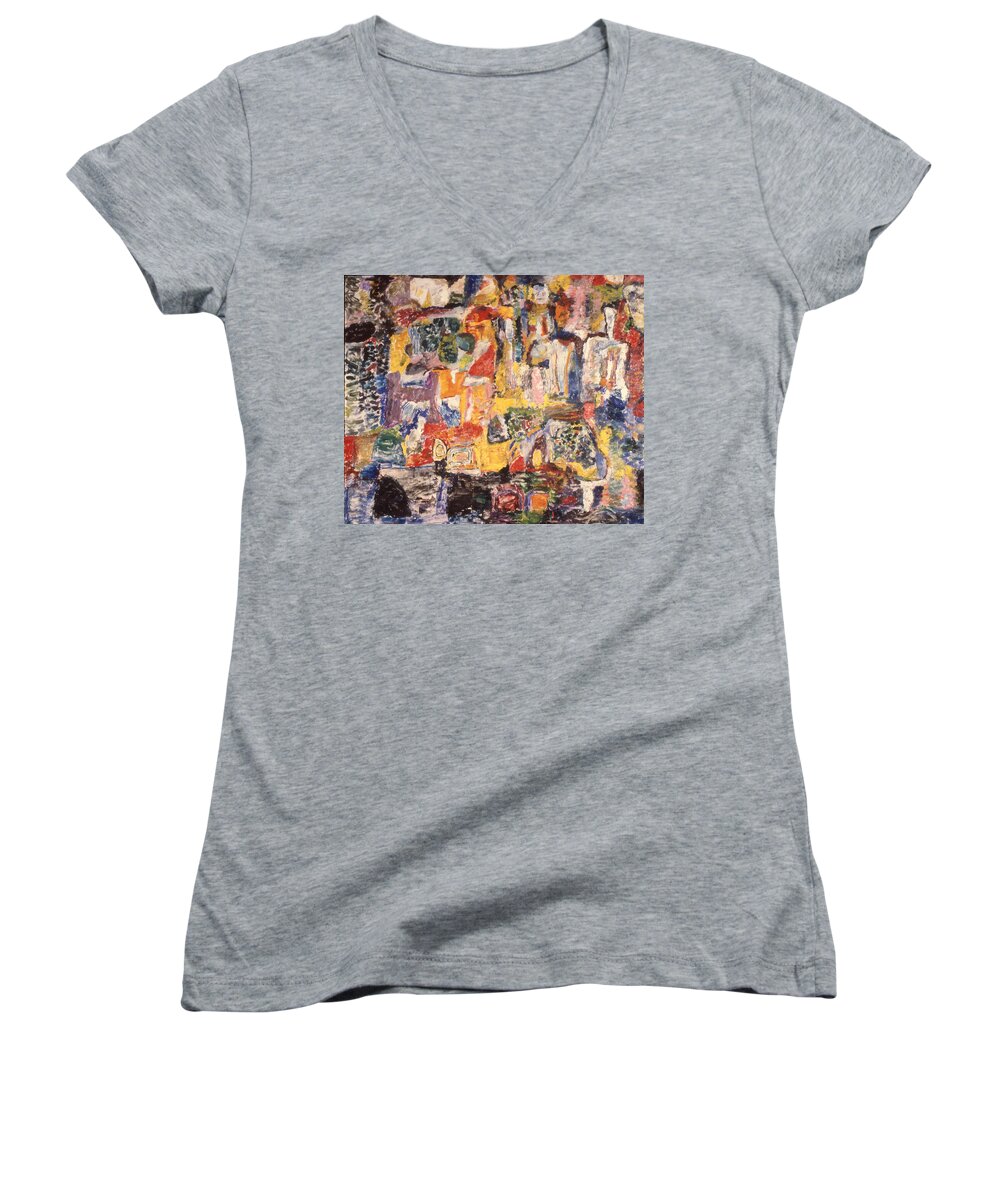 Painting Women's V-Neck featuring the mixed media Byzantine Characters #1 by Richard Baron