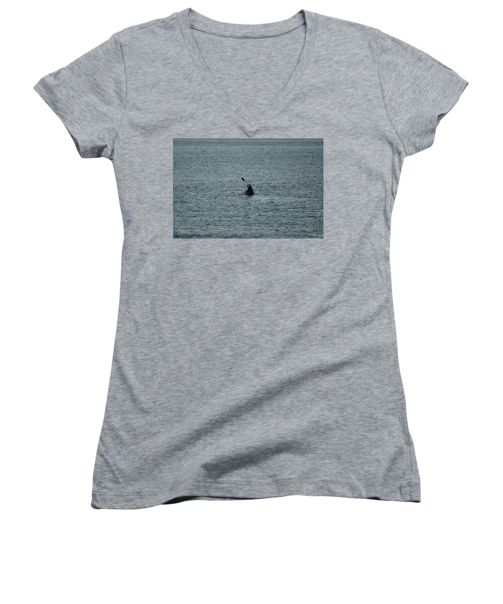 Sunrise Women's V-Neck featuring the photograph Canoeing in the Florida Riviera by Rafael Salazar