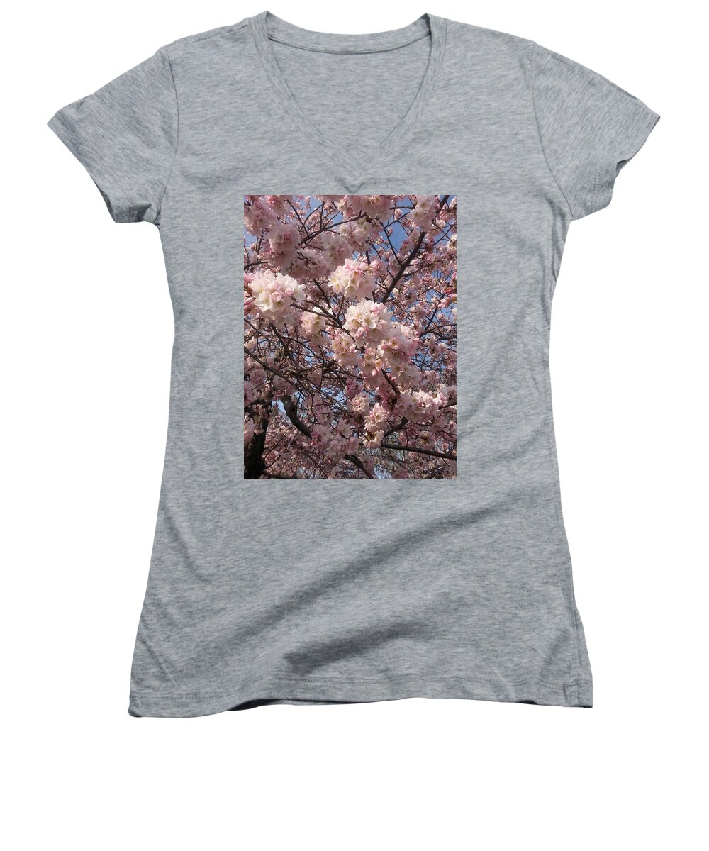 Cherry Blossoms Women's V-Neck featuring the photograph Cherry Blossoms For Lana by Emmy Marie Vickers