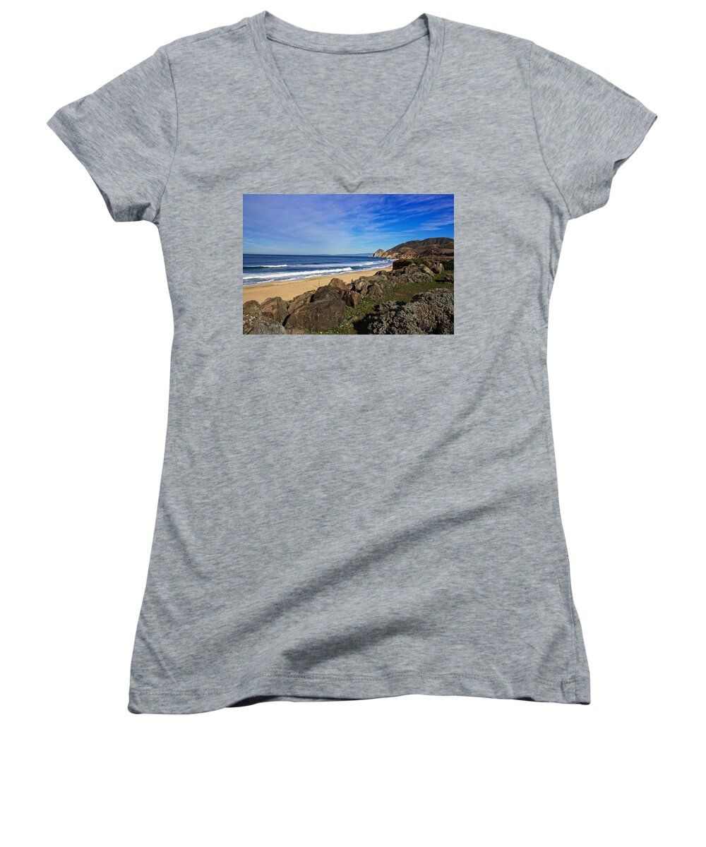 Beach Women's V-Neck featuring the photograph Coastal Beauty by Dave Files
