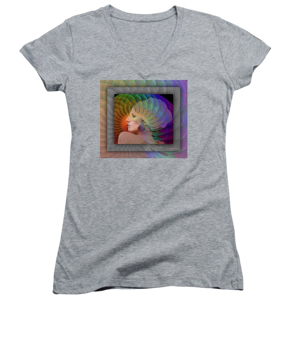 Portrait Women's V-Neck featuring the photograph Consciousness by Richard Laeton