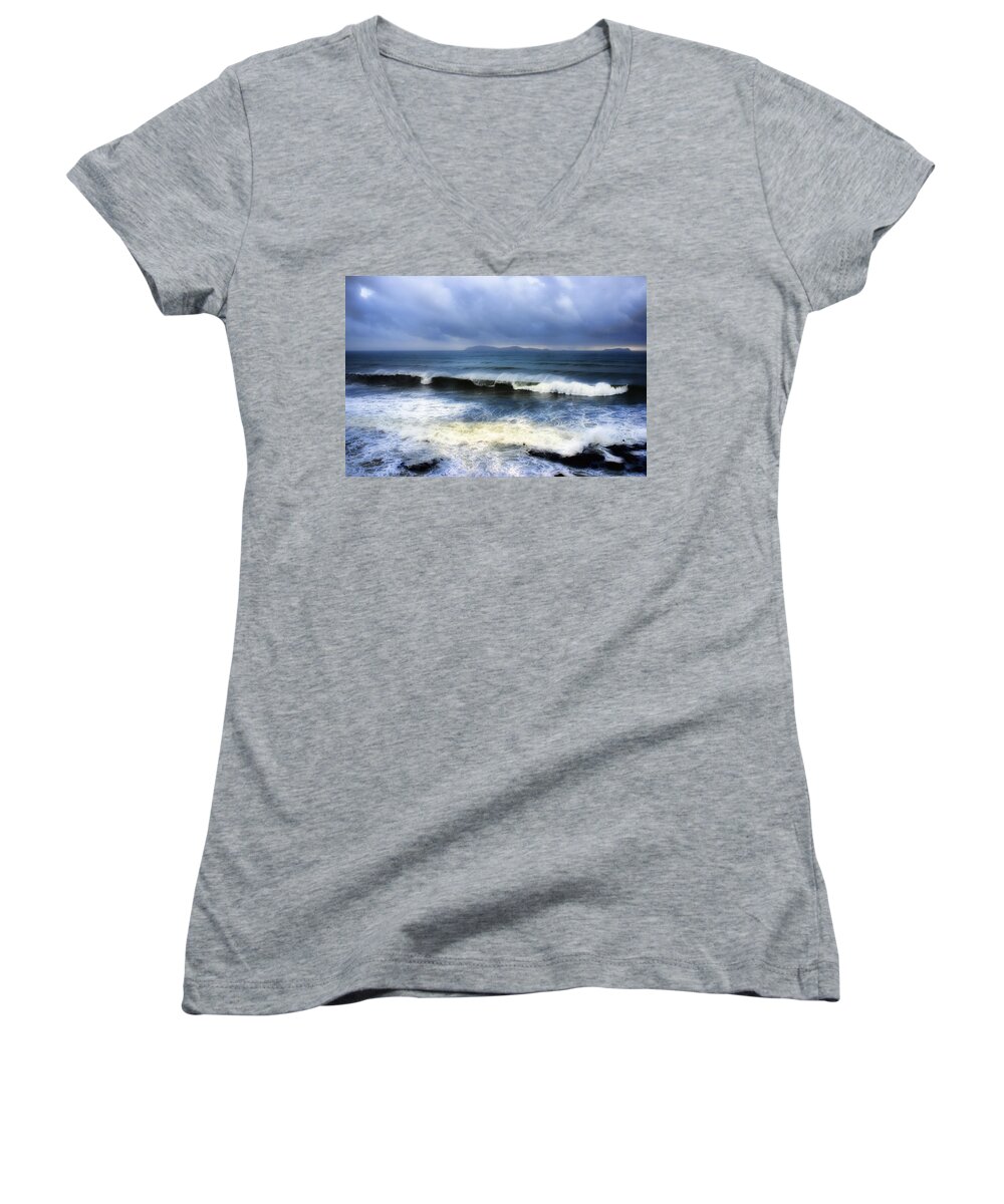 Gale Women's V-Neck featuring the photograph Coronado Islands in storm by Hugh Smith
