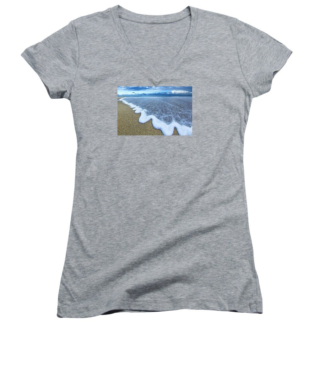 Foam Wave Women's V-Neck featuring the photograph Corrugated Foam by Sean Davey