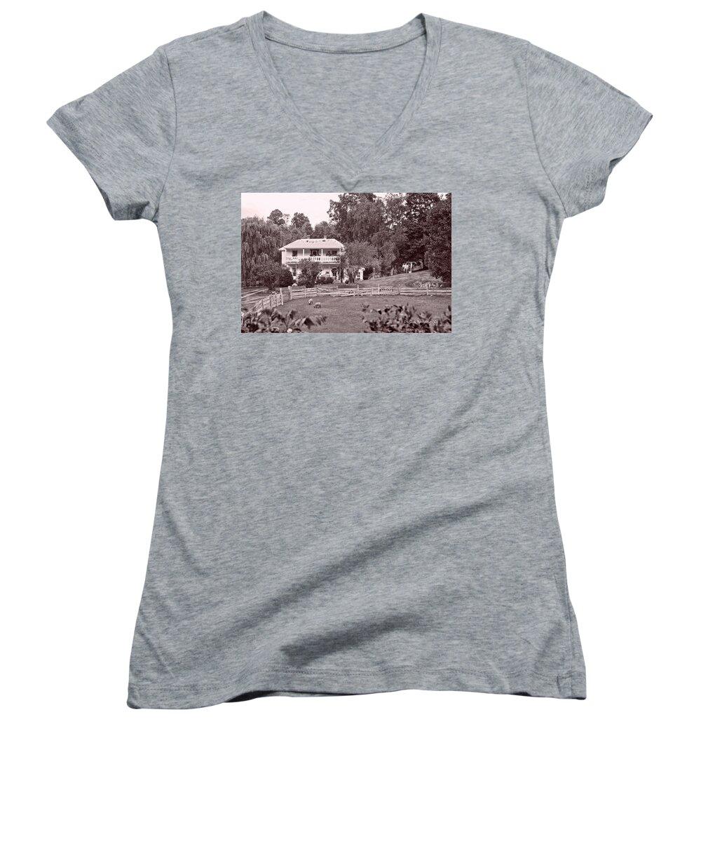 Country Women's V-Neck featuring the photograph Country Life by Denise Romano