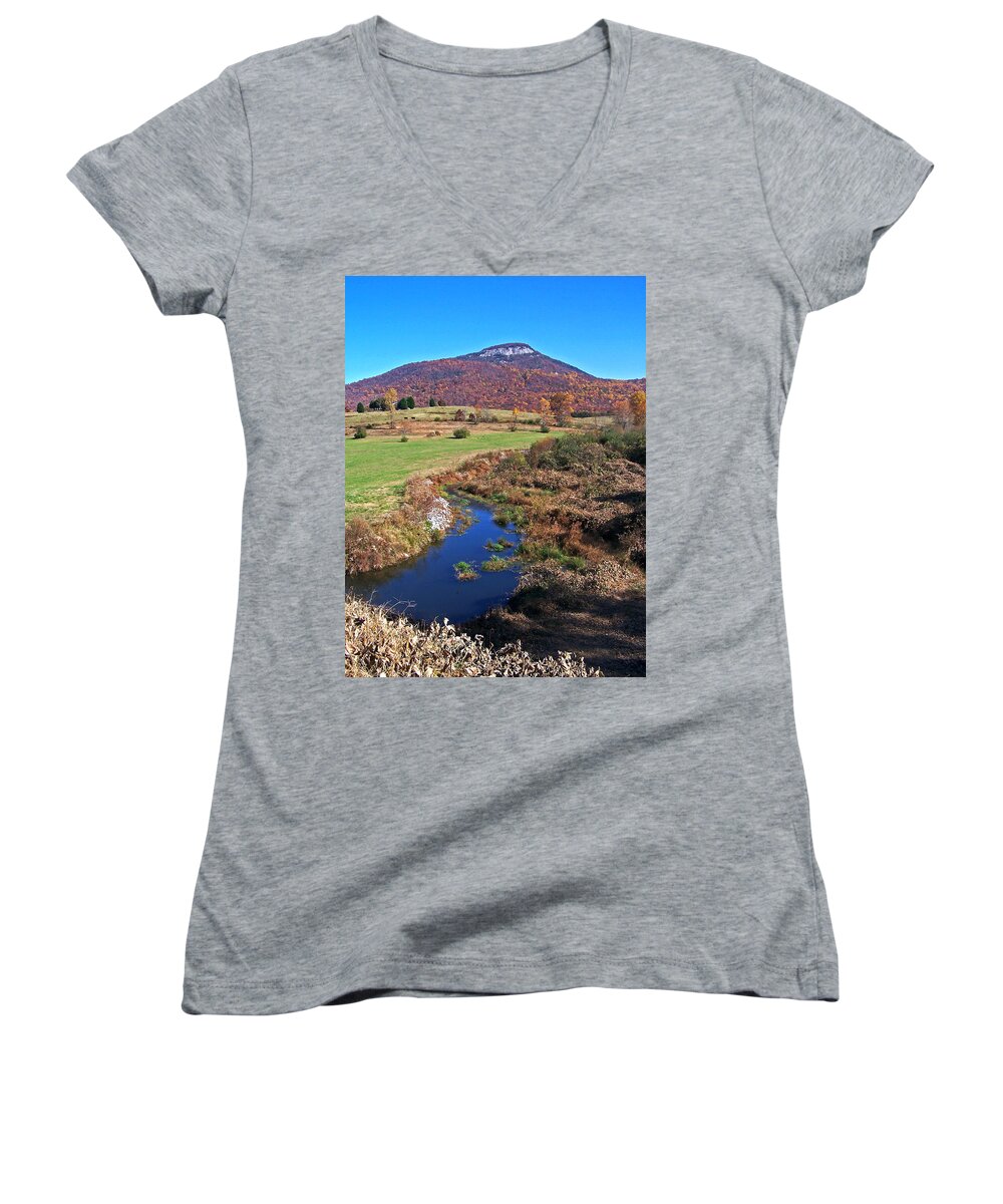  Creeks Women's V-Neck featuring the photograph Creek in the Valley by Jennifer Robin