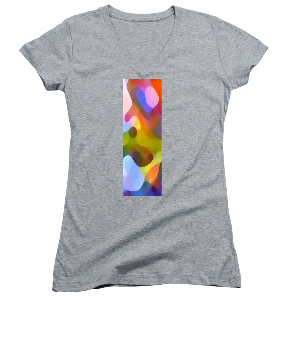 Bold Women's V-Neck featuring the painting Dappled Light Panoramic Vertical 3 by Amy Vangsgard