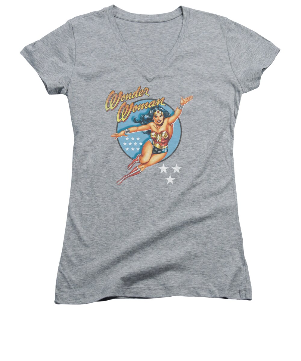  Women's V-Neck featuring the digital art Dco - Wonder Woman Vintage by Brand A