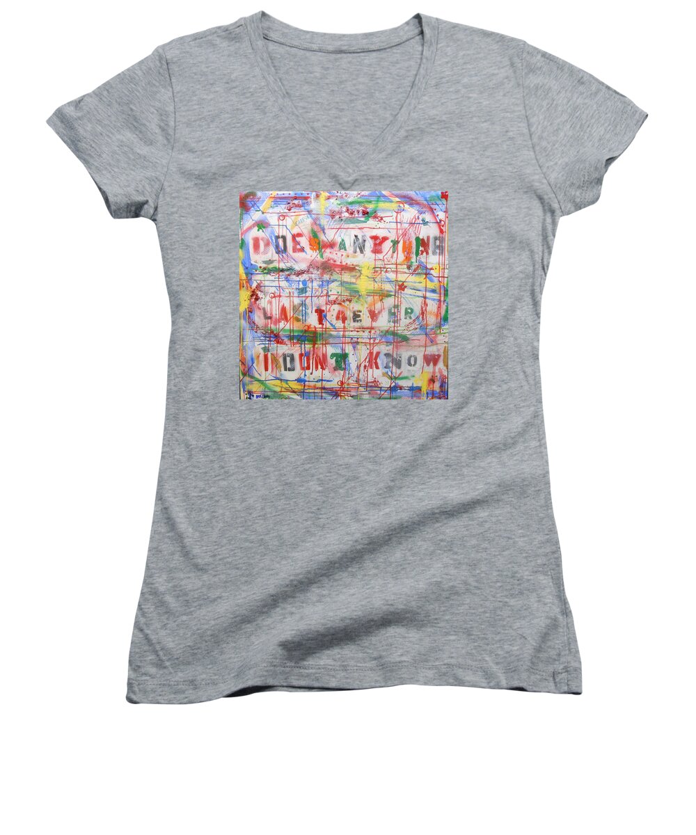 Abstract Women's V-Neck featuring the painting Last Forever by GH FiLben