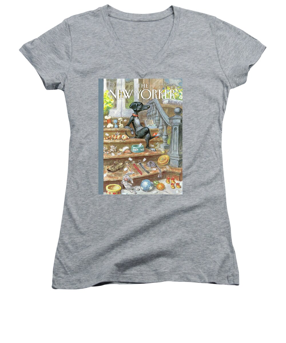 Urbane Women's V-Neck featuring the painting Tag Sale by Peter de Seve