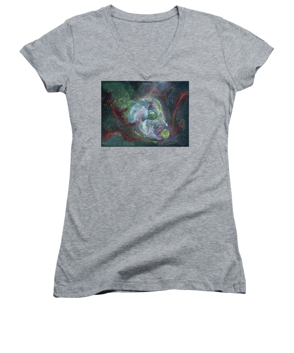 Dog Star Women's V-Neck featuring the painting Dog Star by Gail Daley