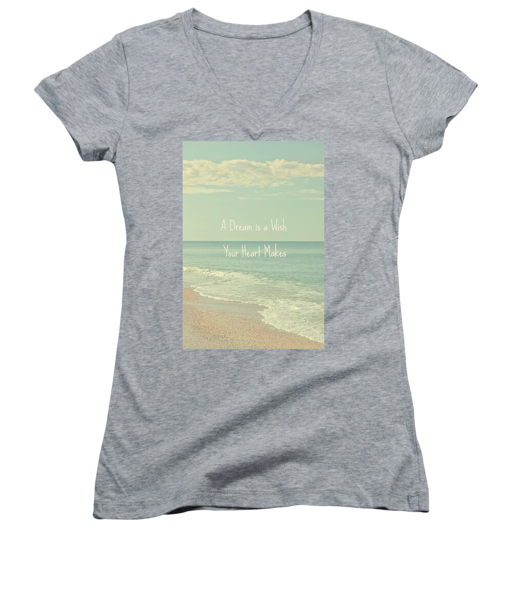 Seascape Women's V-Neck featuring the photograph Dreams and Wishes by Kim Hojnacki