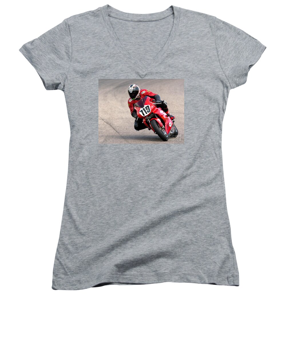 Ducati Women's V-Neck featuring the photograph Ducati No. 719 by Jerry Fornarotto