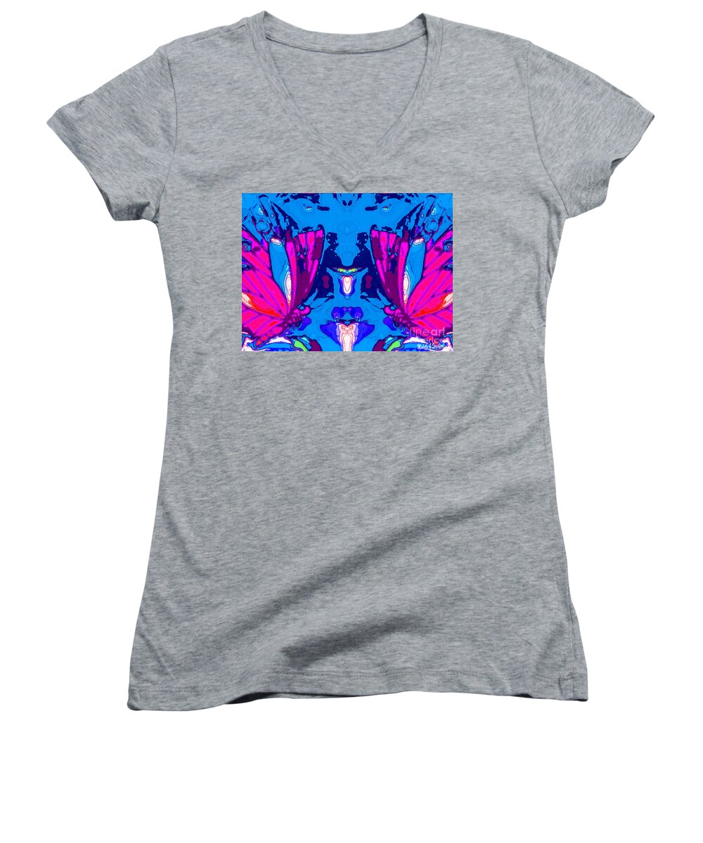 Art Women's V-Neck featuring the mixed media Dueling Butterflies by Michelle Stradford