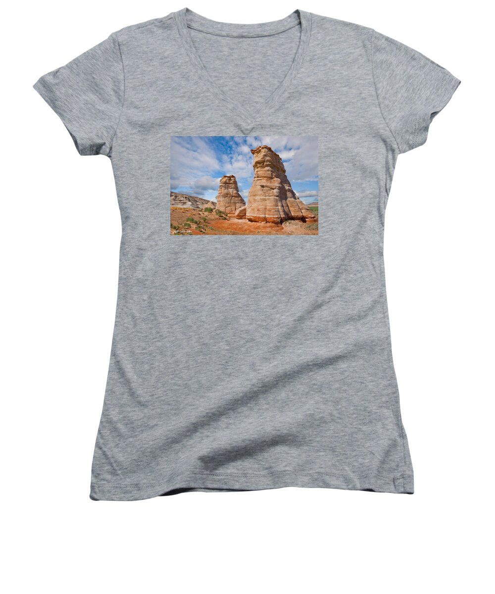 Arid Climate Women's V-Neck featuring the photograph Elephant's Feet Rock Formation by Jeff Goulden