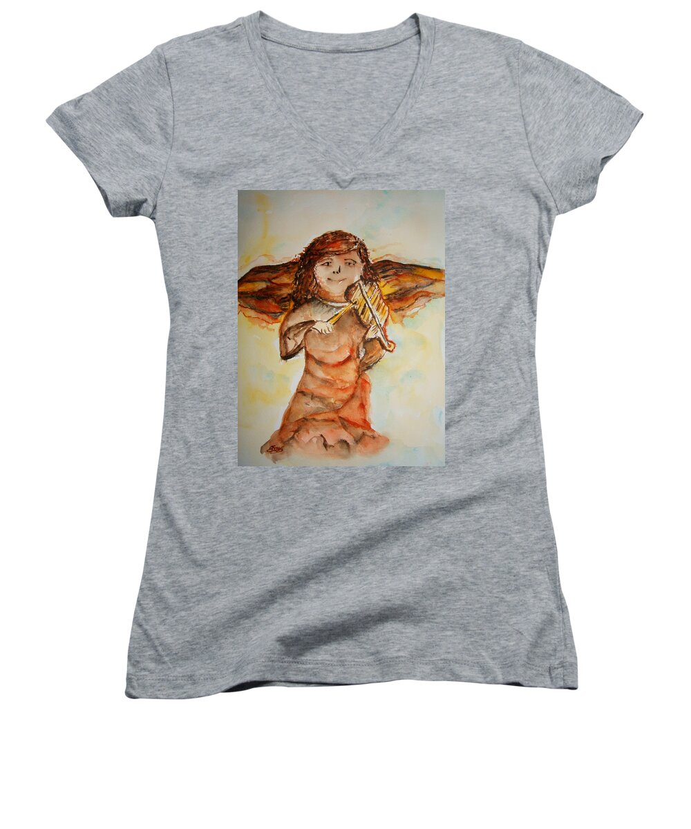 Talent Women's V-Neck featuring the painting Embrace Your Gifts by Elaine Duras