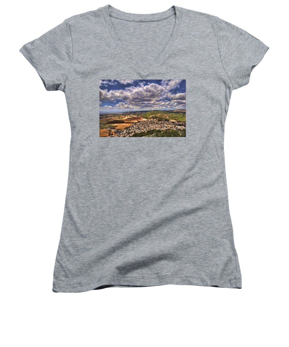 Israel Women's V-Neck featuring the photograph Emek Israel by Ron Shoshani
