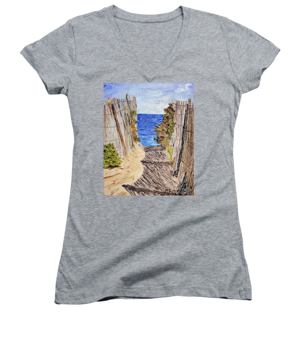 Painting Women's V-Neck featuring the painting Entrance to Summer by Michael Daniels