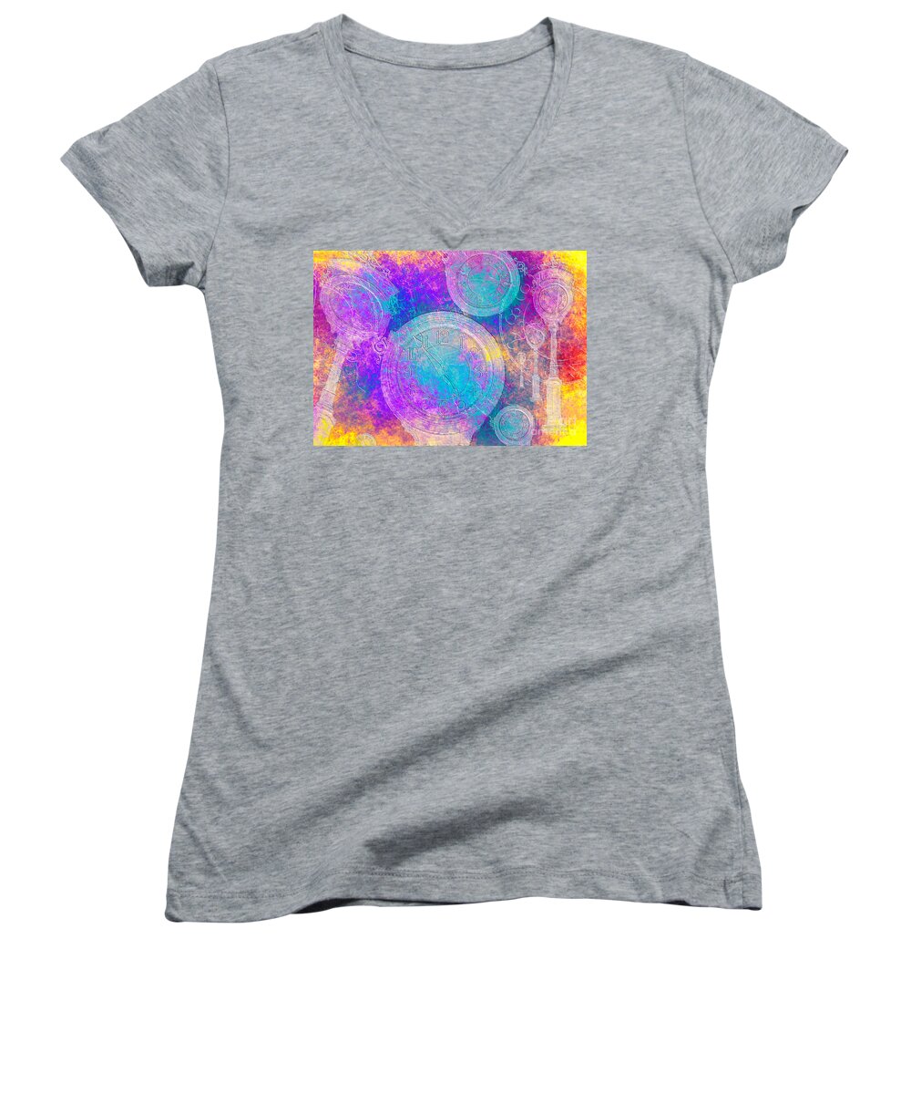 Time Women's V-Neck featuring the mixed media Eternally by Claudia Ellis