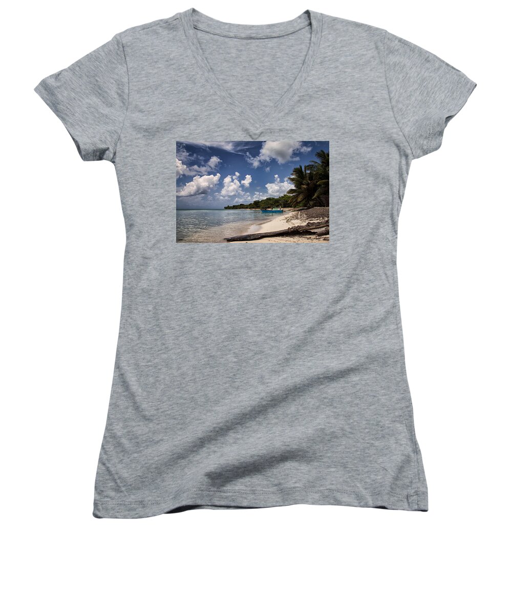 Atlantic Women's V-Neck featuring the photograph Fishermen for a living by Eduard Moldoveanu