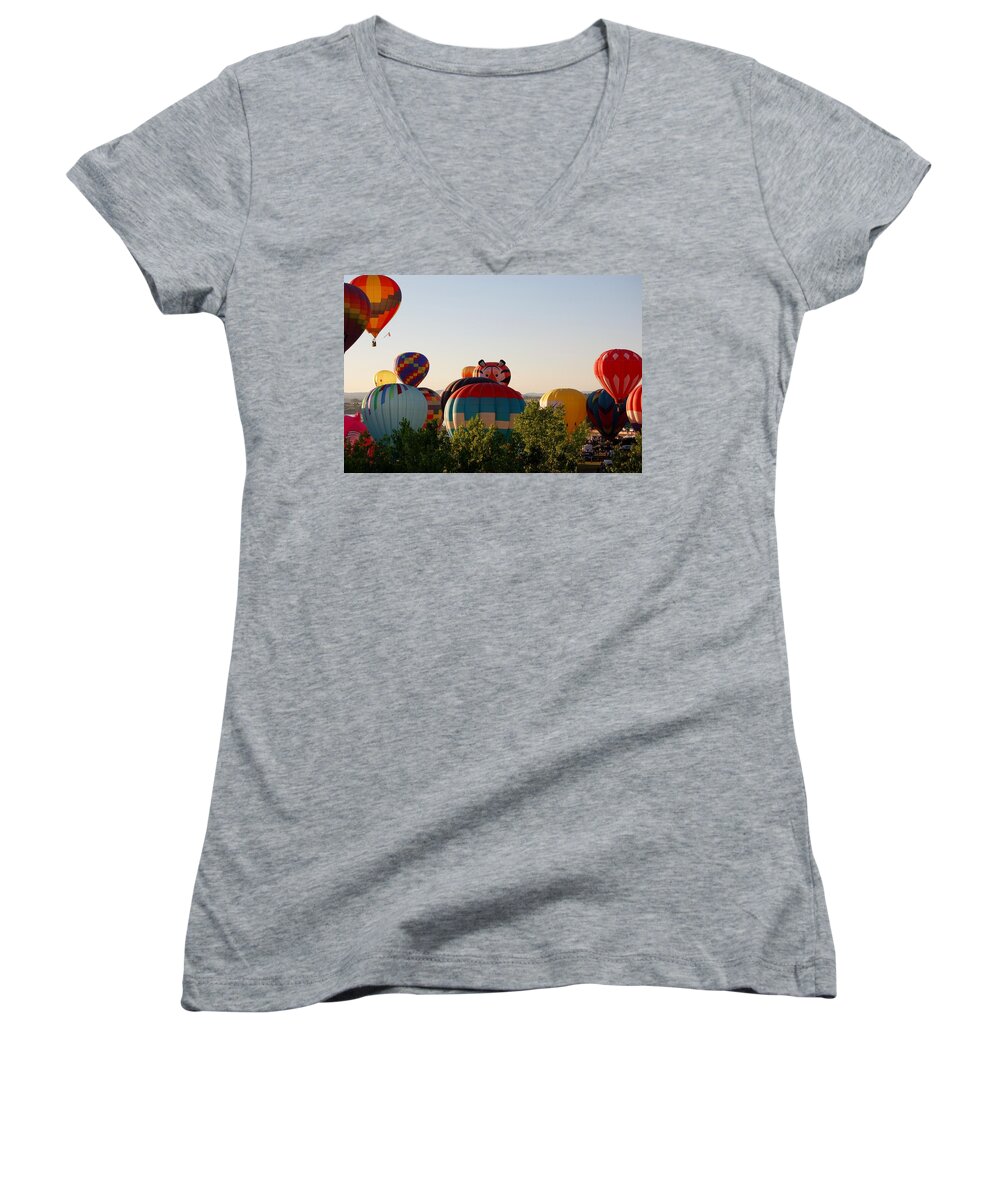 Hot Air Balloons Women's V-Neck featuring the photograph Flight of the Tiger by Christopher James