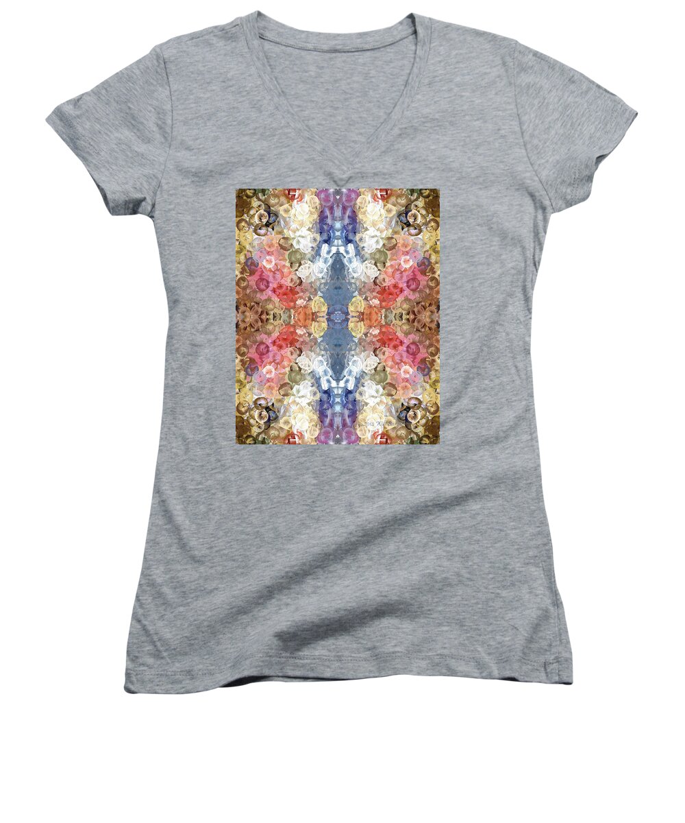 Abstract Women's V-Neck featuring the painting Flowers for the Fish 3P by Will Barger