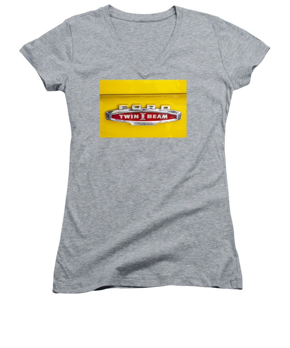 Ford Logo Women's V-Neck featuring the photograph Ford Tough 1966 Truck by Rich Franco