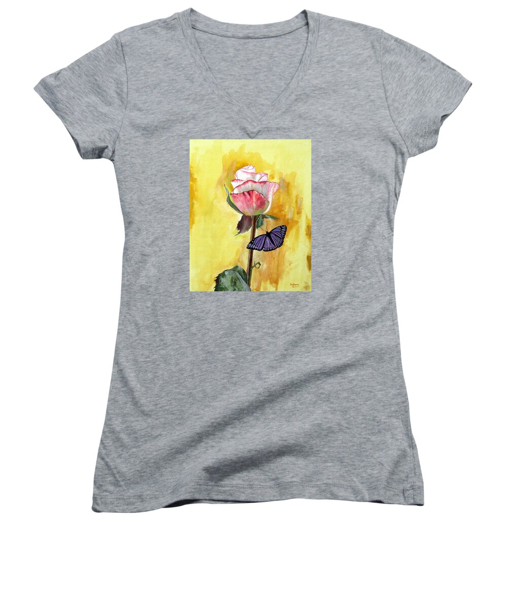 Friendship Rose Women's V-Neck featuring the painting Friendship by Michael Dillon