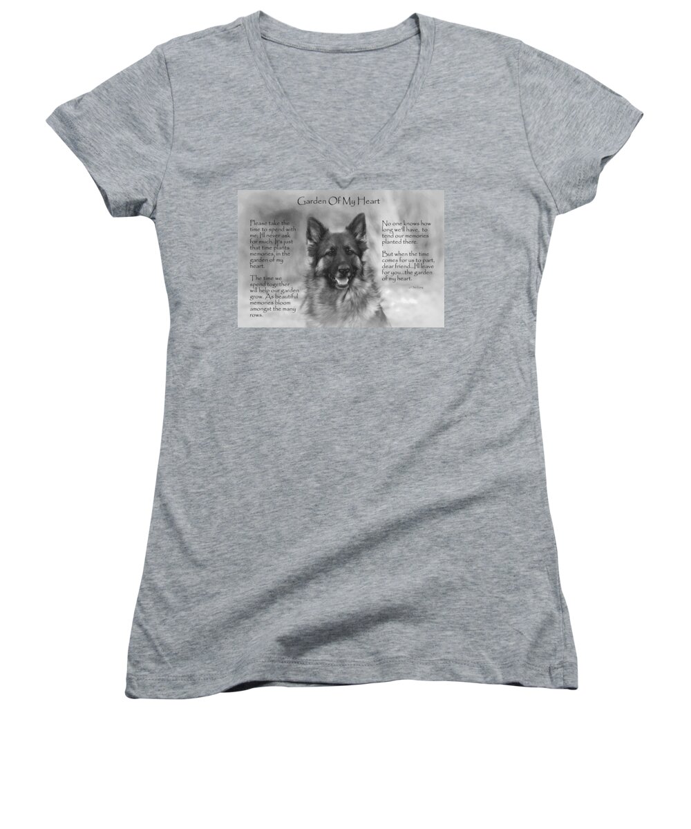 Quote Women's V-Neck featuring the photograph Garden Of My Heart by Sue Long