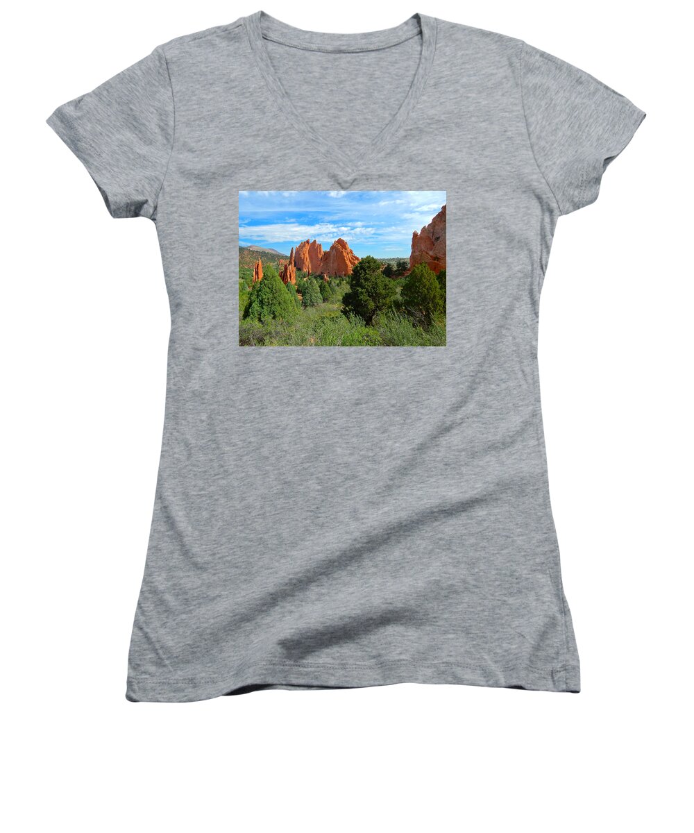 Photo Women's V-Neck featuring the photograph Garden of the Gods by Dan Miller