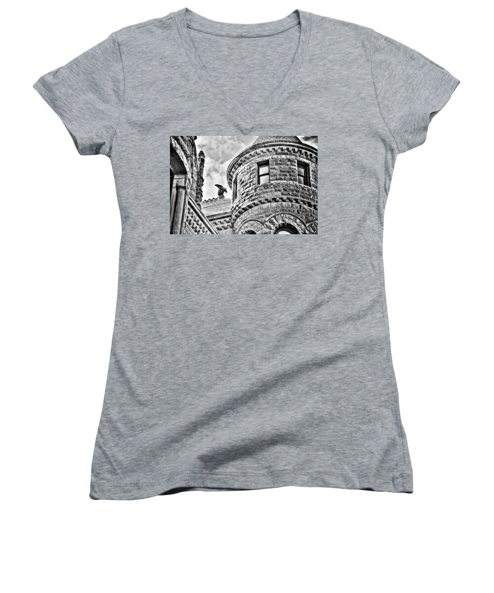 Architecture Women's V-Neck featuring the photograph Gargoyle by Mark Alder