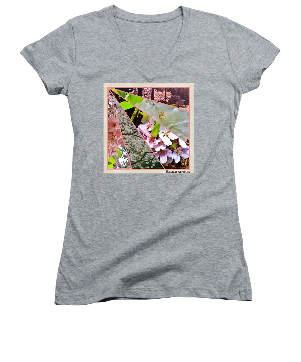 Fuzel Women's V-Neck featuring the photograph Glimpses Of Spring - Flowering Dogwood by Anna Porter
