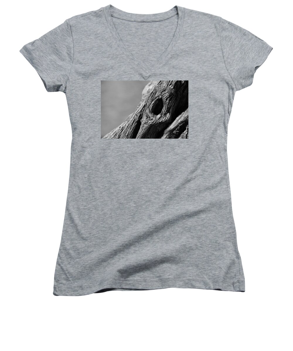 Bark Women's V-Neck featuring the photograph Gnarly Tree II by Michael McGowan