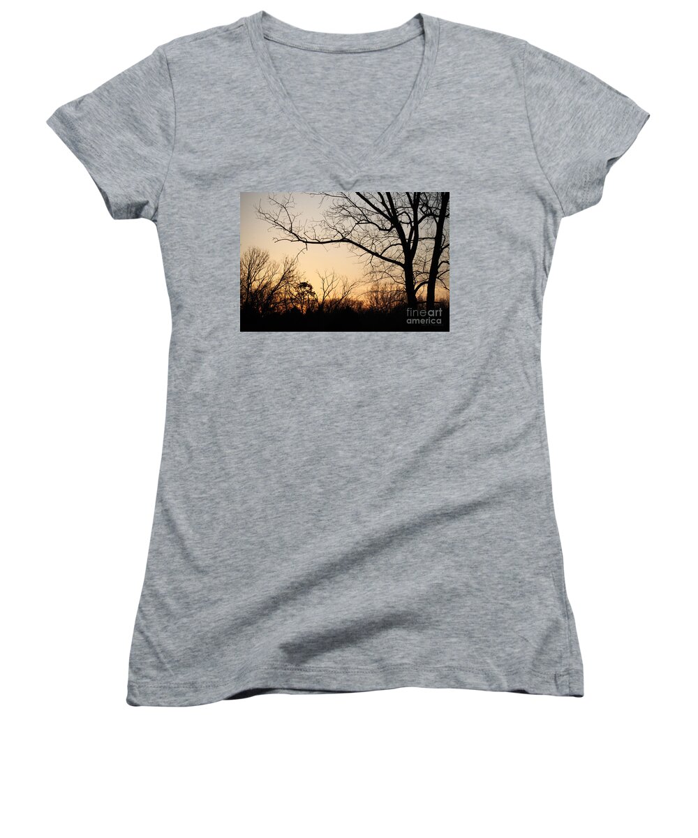 Sunset Women's V-Neck featuring the photograph Golden Sunset by Todd Blanchard