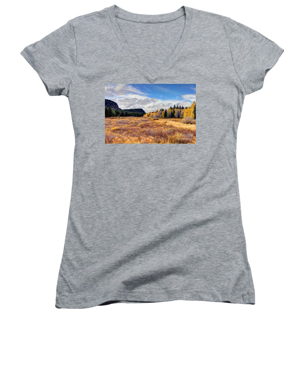 Colorado Women's V-Neck featuring the photograph Grand Mesa Colors by Bob Hislop