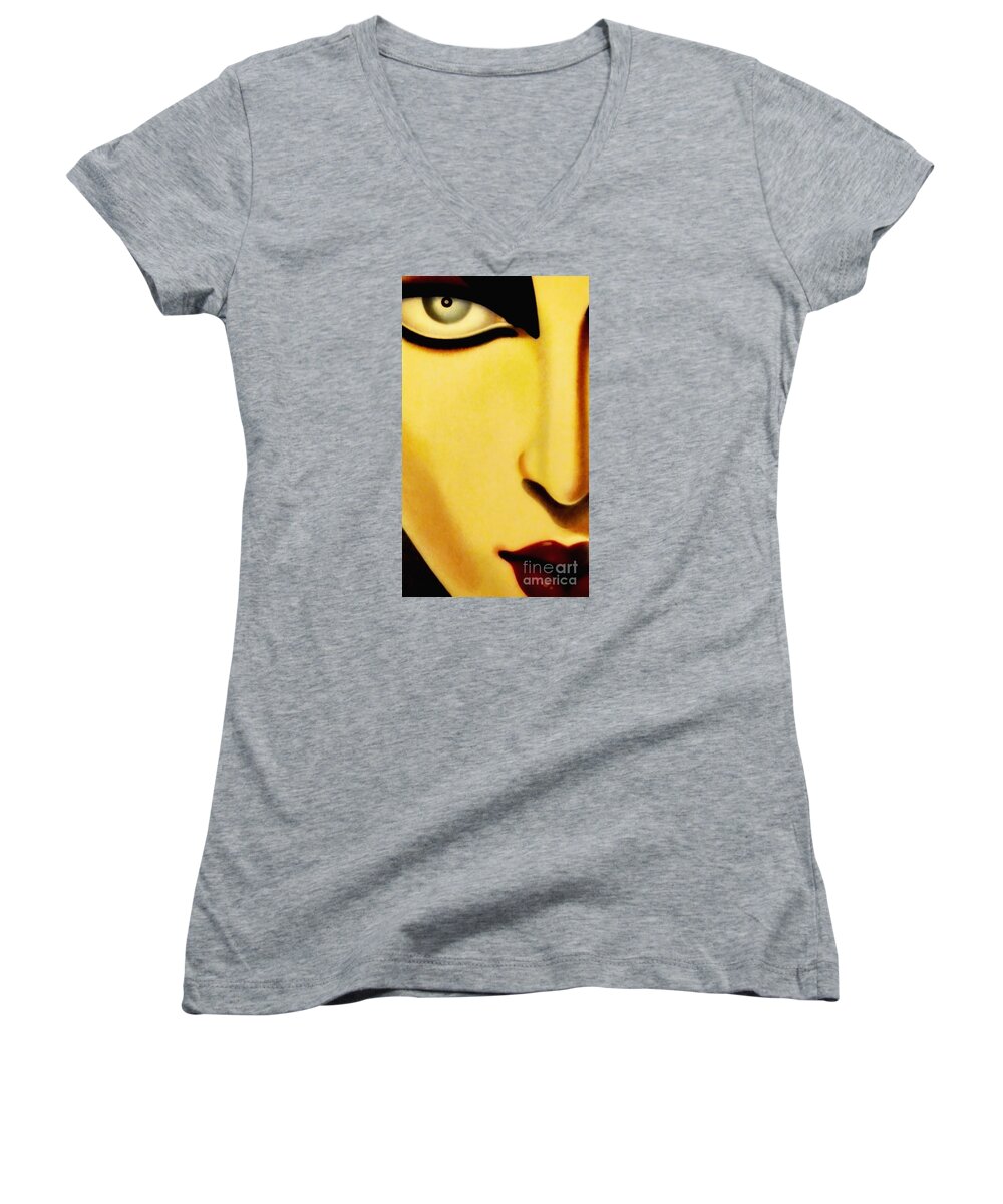 Newel Hunter Women's V-Neck featuring the photograph Her Face by Newel Hunter
