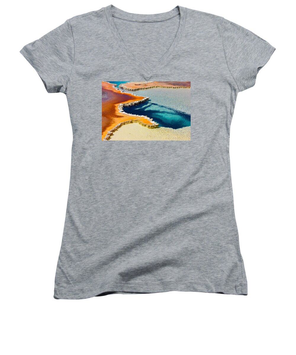 Landscape Women's V-Neck featuring the photograph Hot Spring Perspective by Josh Bryant