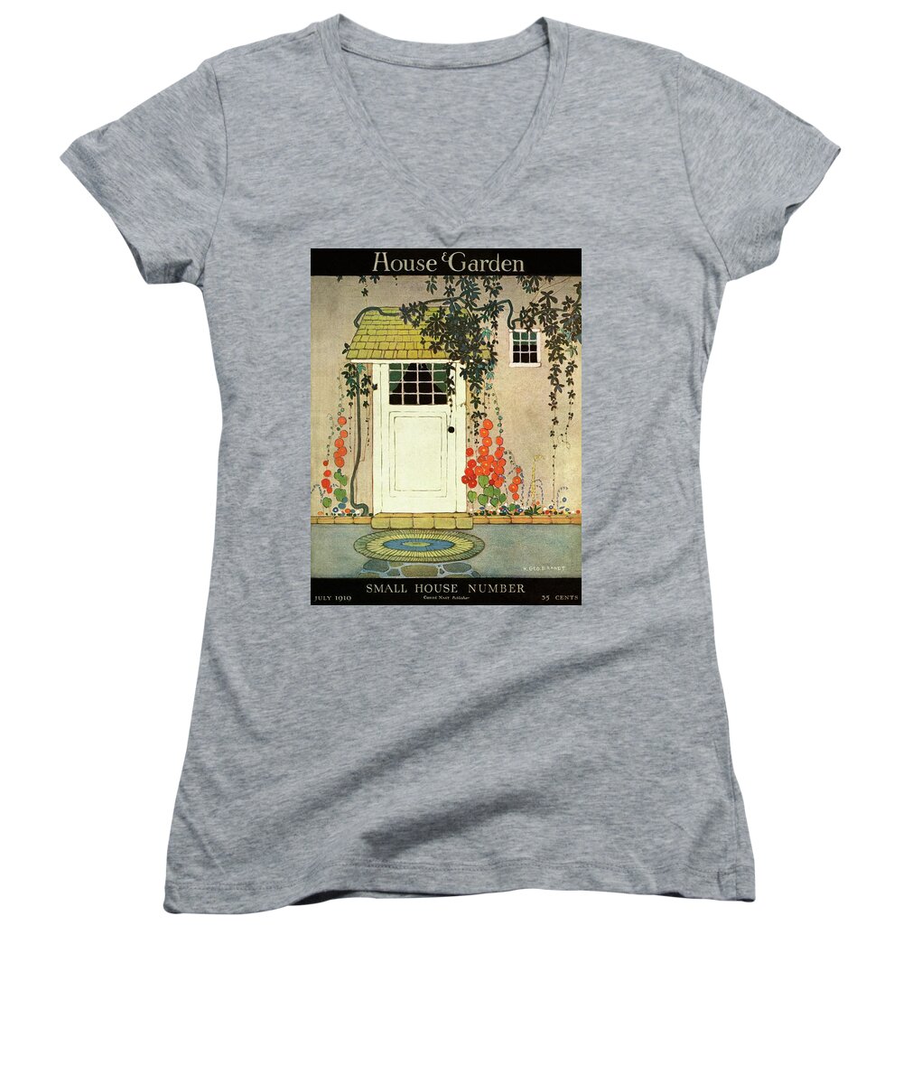 House And Garden Women's V-Neck featuring the photograph House And Garden Small House Number Cover by H. George Brandt