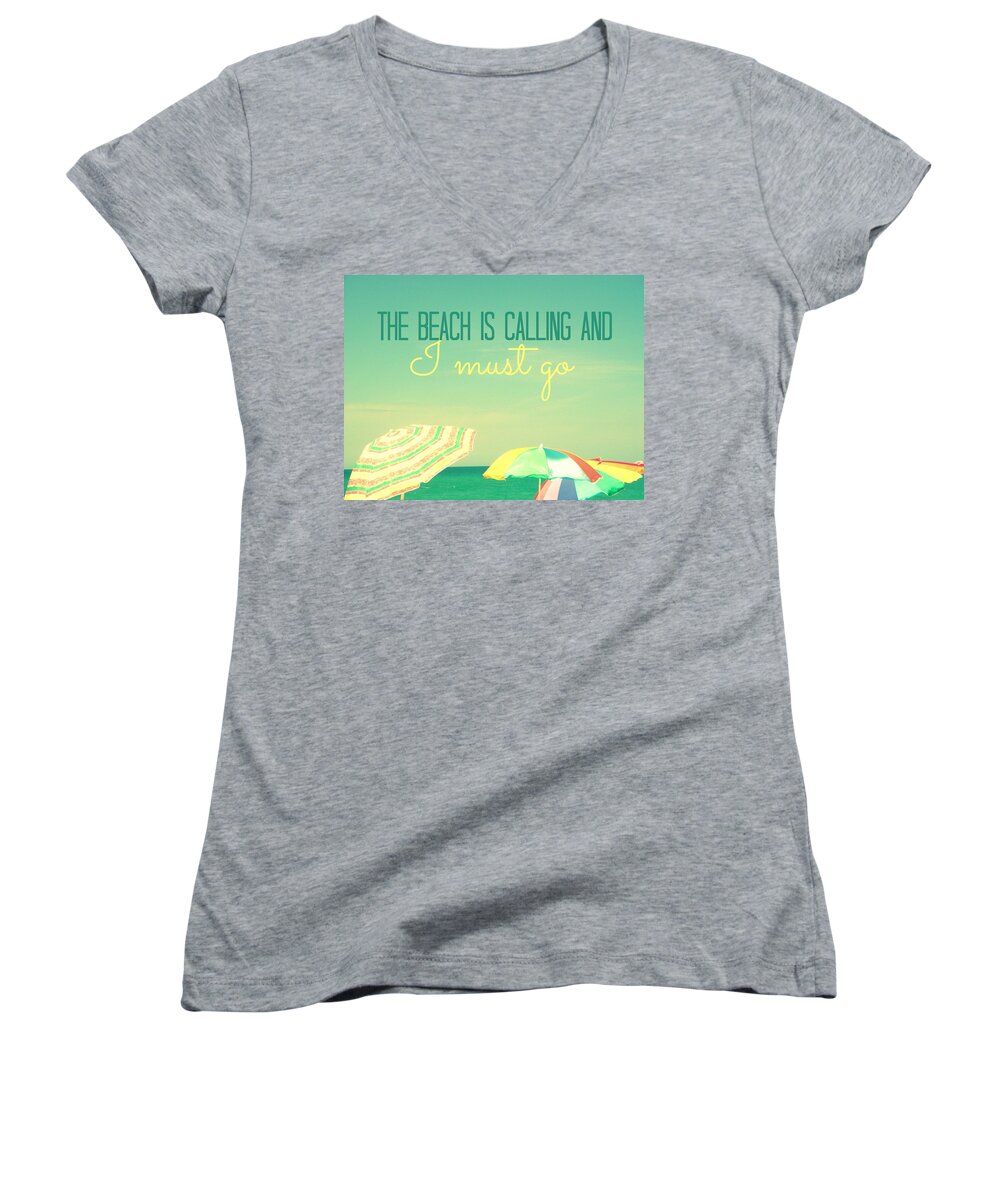 Beach Women's V-Neck featuring the digital art I Must Go by Valerie Reeves