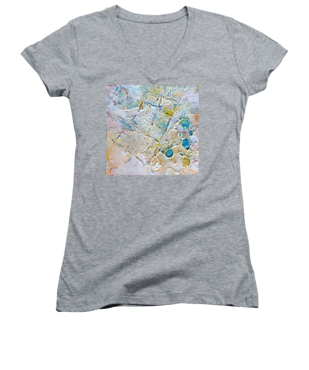 Texture Women's V-Neck featuring the mixed media Iced Texture I by Phyllis Howard